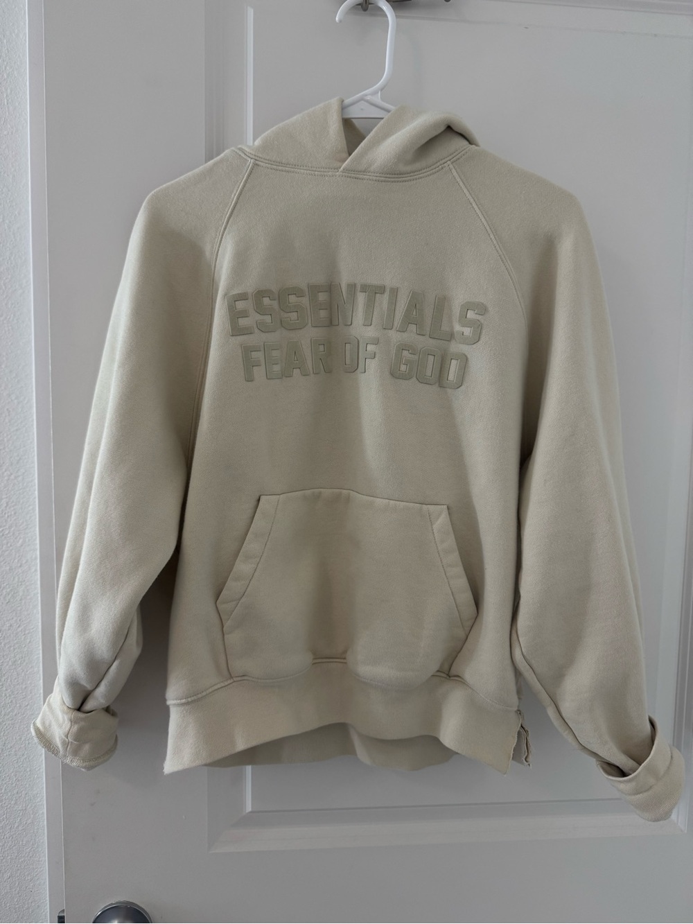 FEAR OF GOD Essentials Neutral Beige Pullover Hoodie XS - Picture 2 of 8